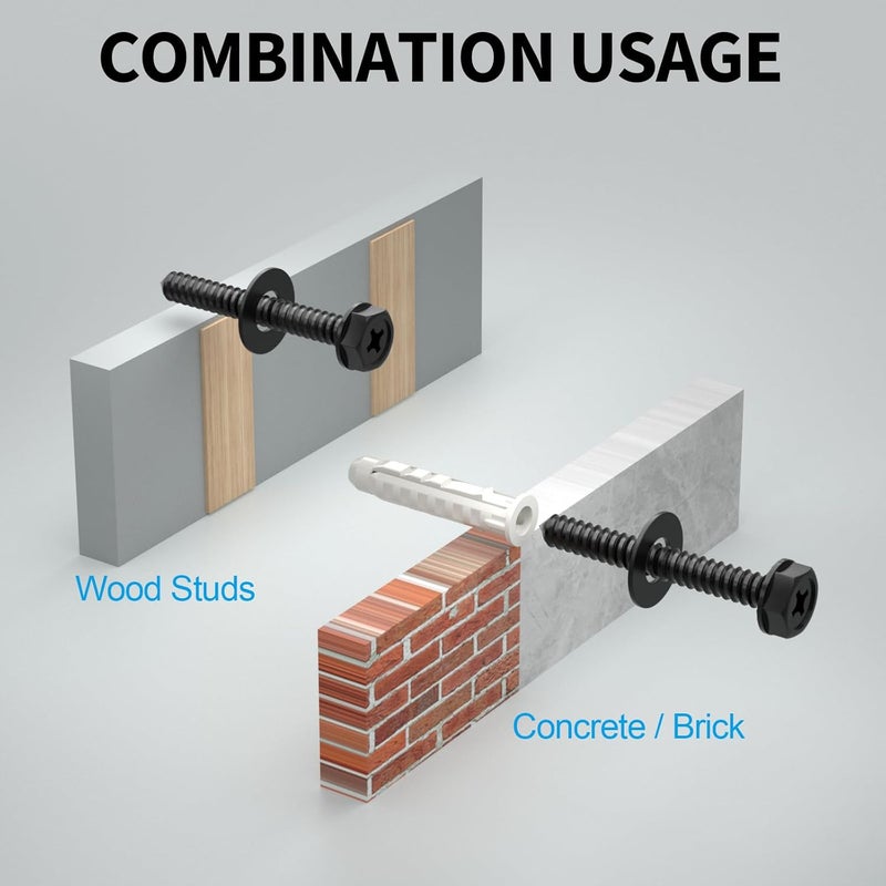 HOME VISION Lag Bolt Kit for TV Wall Mount, Including M7x55mm Lag Bolts, Wall Anchors, Washers, Allen Key, Bubble Level, for Wood Stud/Brick/Concrete Wall Installation - Image 5